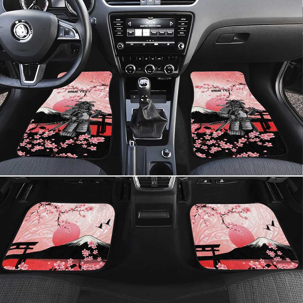Personalised Japan Samurai Warrior Car Mats Japanese Cherry Blossom Polynesian Pattern - Wonder Print Shop