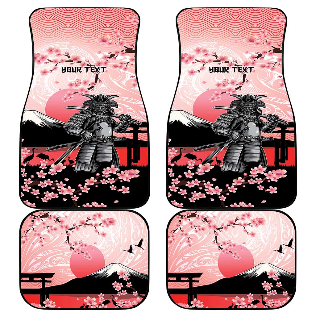 Personalised Japan Samurai Warrior Car Mats Japanese Cherry Blossom Polynesian Pattern - Wonder Print Shop