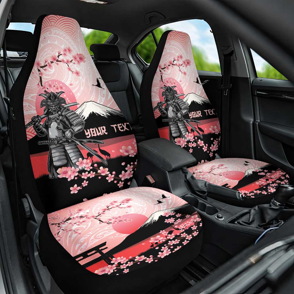 Personalised Japan Samurai Warrior Car Seat Cover Japanese Cherry Blossom Polynesian Pattern - Wonder Print Shop