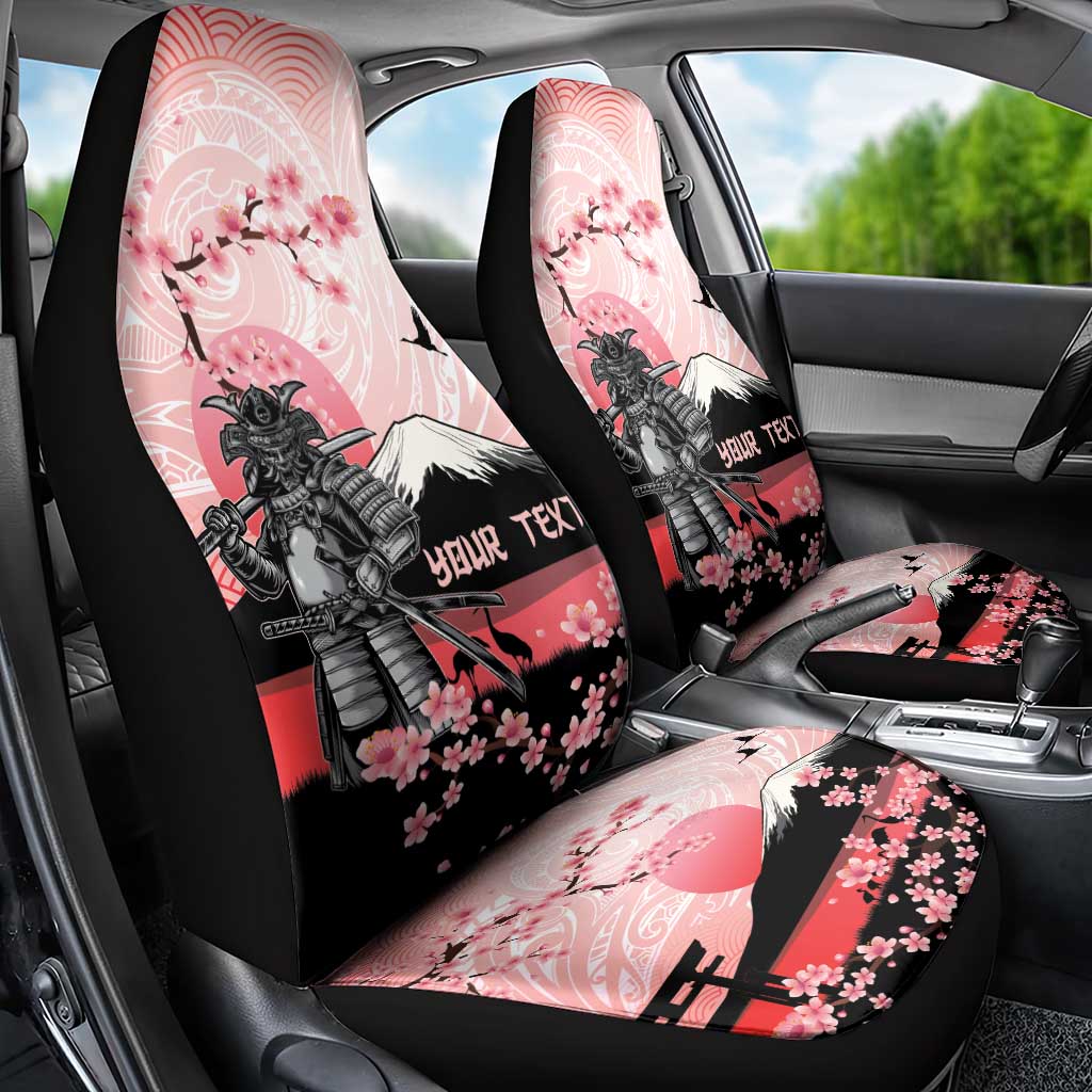 Personalised Japan Samurai Warrior Car Seat Cover Japanese Cherry Blossom Polynesian Pattern - Wonder Print Shop
