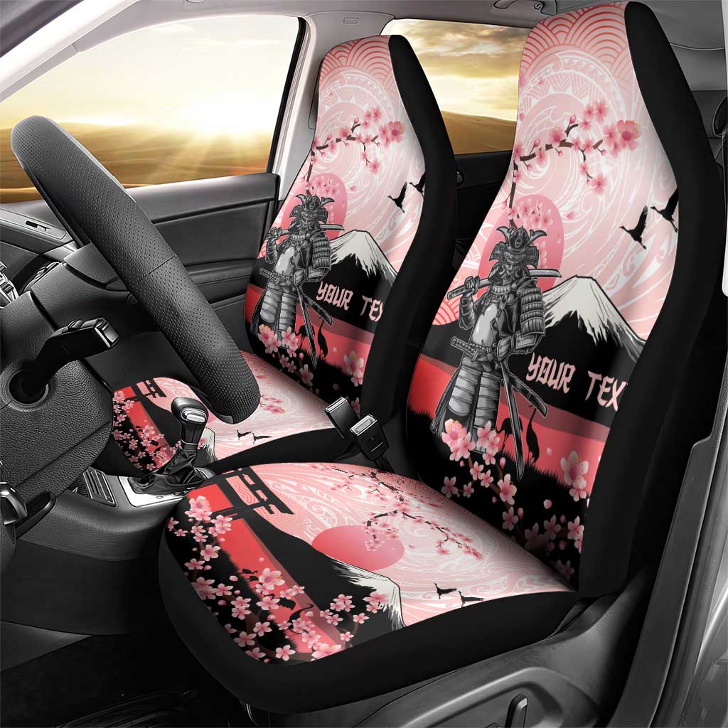 Personalised Japan Samurai Warrior Car Seat Cover Japanese Cherry Blossom Polynesian Pattern - Wonder Print Shop