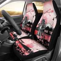 Personalised Japan Samurai Warrior Car Seat Cover Japanese Cherry Blossom Polynesian Pattern - Wonder Print Shop