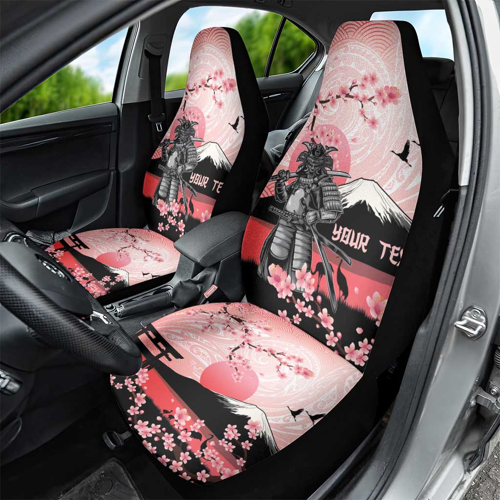 Personalised Japan Samurai Warrior Car Seat Cover Japanese Cherry Blossom Polynesian Pattern - Wonder Print Shop