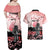 Personalised Japan Samurai Warrior Couples Matching Off Shoulder Maxi Dress and Hawaiian Shirt Japanese Cherry Blossom Polynesian Pattern - Wonder Print Shop