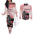 Personalised Japan Samurai Warrior Couples Matching Off The Shoulder Long Sleeve Dress and Long Sleeve Button Shirt Japanese Cherry Blossom Polynesian Pattern - Wonder Print Shop