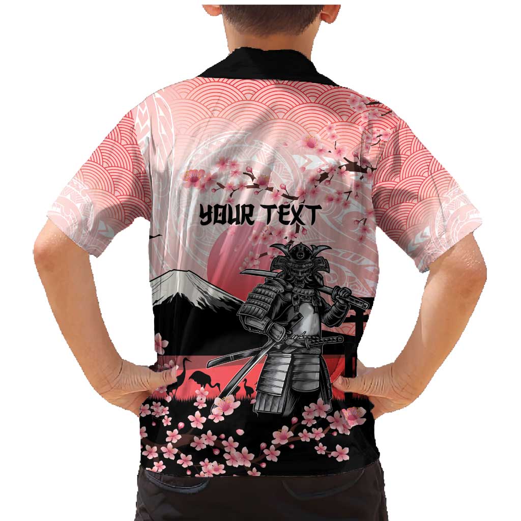 Personalised Japan Samurai Warrior Family Matching Mermaid Dress and Hawaiian Shirt Japanese Cherry Blossom Polynesian Pattern - Wonder Print Shop