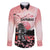 Personalised Japan Samurai Warrior Family Matching Off The Shoulder Long Sleeve Dress and Hawaiian Shirt Japanese Cherry Blossom Polynesian Pattern - Wonder Print Shop