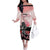 Personalised Japan Samurai Warrior Family Matching Off The Shoulder Long Sleeve Dress and Hawaiian Shirt Japanese Cherry Blossom Polynesian Pattern - Wonder Print Shop