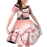Personalised Japan Samurai Warrior Family Matching Off Shoulder Short Dress and Hawaiian Shirt Japanese Cherry Blossom Polynesian Pattern - Wonder Print Shop