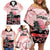 Personalised Japan Samurai Warrior Family Matching Off Shoulder Short Dress and Hawaiian Shirt Japanese Cherry Blossom Polynesian Pattern - Wonder Print Shop