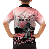 Personalised Japan Samurai Warrior Family Matching Short Sleeve Bodycon Dress and Hawaiian Shirt Japanese Cherry Blossom Polynesian Pattern - Wonder Print Shop