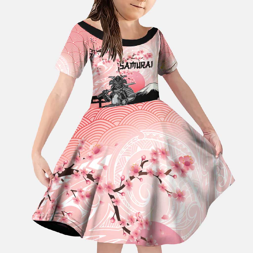 Personalised Japan Samurai Warrior Family Matching Summer Maxi Dress and Hawaiian Shirt Japanese Cherry Blossom Polynesian Pattern - Wonder Print Shop