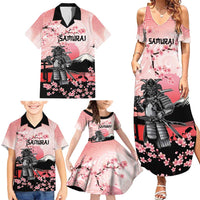 Personalised Japan Samurai Warrior Family Matching Summer Maxi Dress and Hawaiian Shirt Japanese Cherry Blossom Polynesian Pattern - Wonder Print Shop