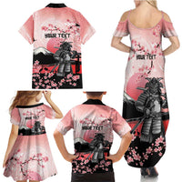 Personalised Japan Samurai Warrior Family Matching Summer Maxi Dress and Hawaiian Shirt Japanese Cherry Blossom Polynesian Pattern - Wonder Print Shop