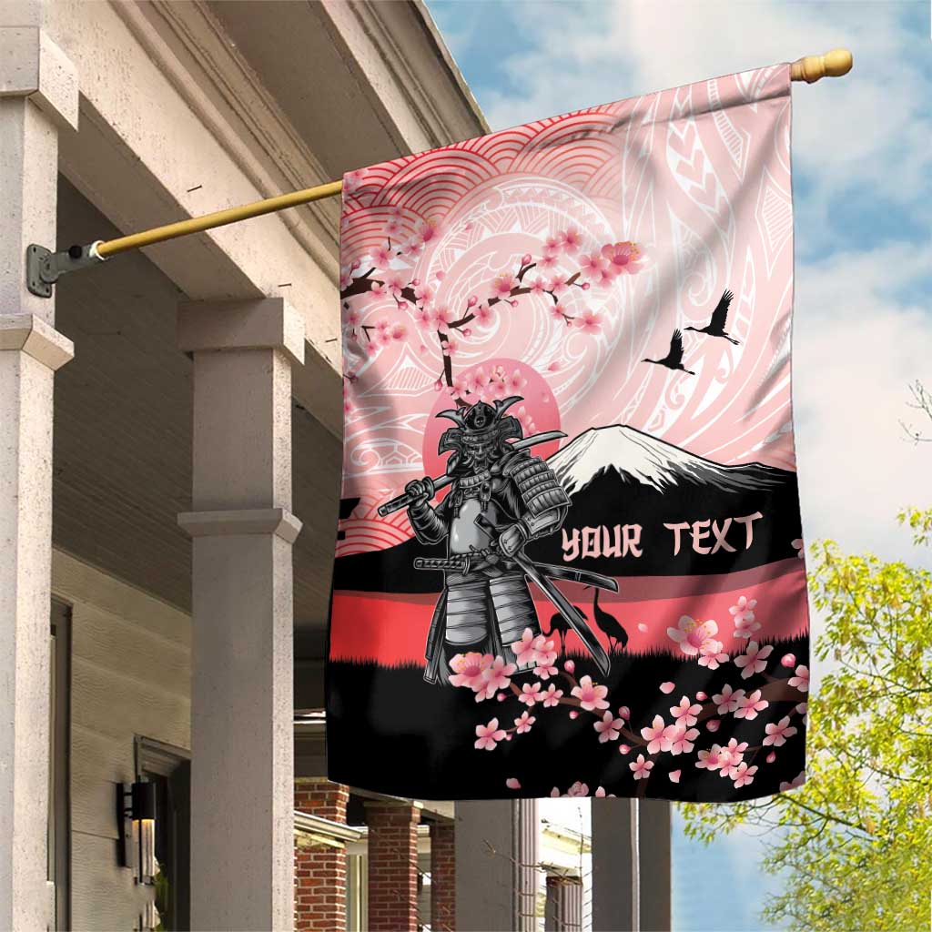 Personalised Japan Samurai Warrior Garden Flag Japanese Cherry Blossom Polynesian Pattern - Wonder Print Shop