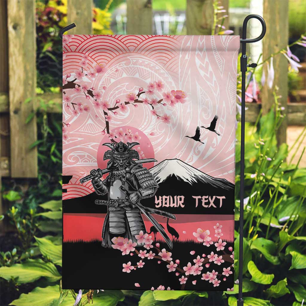 Personalised Japan Samurai Warrior Garden Flag Japanese Cherry Blossom Polynesian Pattern - Wonder Print Shop