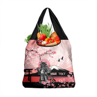 Personalised Japan Samurai Warrior Grocery Bag Japanese Cherry Blossom Polynesian Pattern - Wonder Print Shop