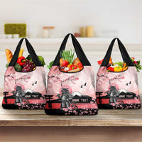 Personalised Japan Samurai Warrior Grocery Bag Japanese Cherry Blossom Polynesian Pattern - Wonder Print Shop