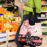 Personalised Japan Samurai Warrior Grocery Bag Japanese Cherry Blossom Polynesian Pattern - Wonder Print Shop
