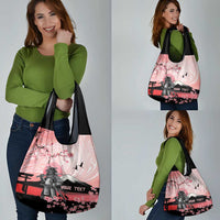 Personalised Japan Samurai Warrior Grocery Bag Japanese Cherry Blossom Polynesian Pattern - Wonder Print Shop