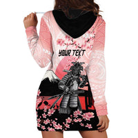 Personalised Japan Samurai Warrior Hoodie Dress Japanese Cherry Blossom Polynesian Pattern - Wonder Print Shop