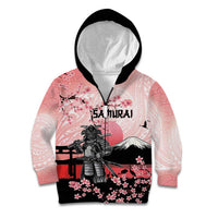 Personalised Japan Samurai Warrior Kid Hoodie Japanese Cherry Blossom Polynesian Pattern - Wonder Print Shop