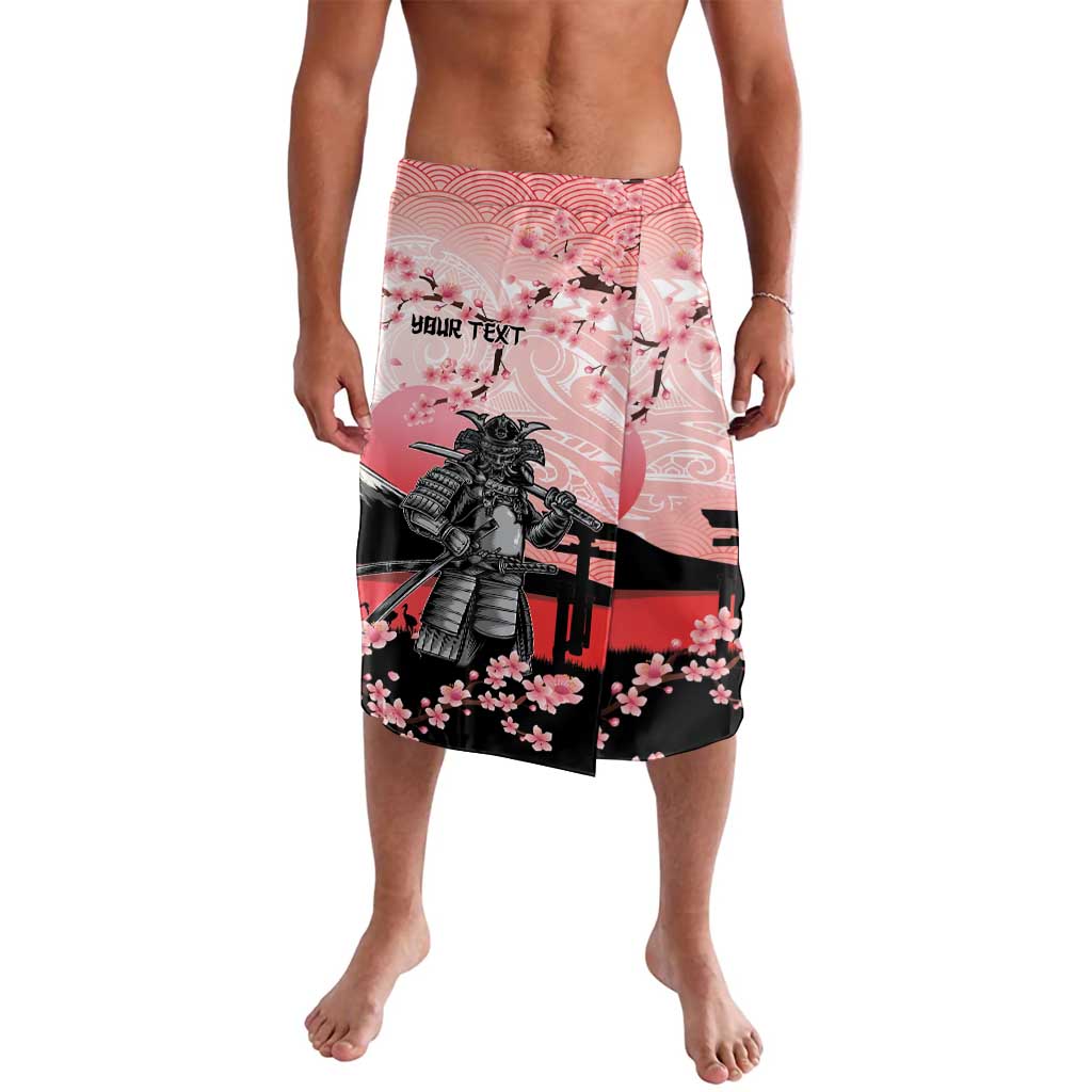 Personalised Japan Samurai Warrior Lavalava Japanese Cherry Blossom Polynesian Pattern - Wonder Print Shop
