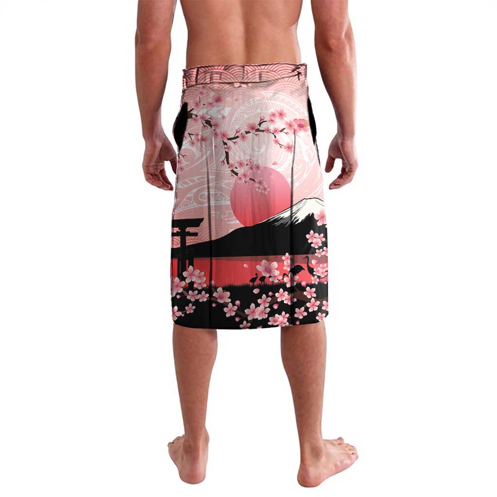 Personalised Japan Samurai Warrior Lavalava Japanese Cherry Blossom Polynesian Pattern - Wonder Print Shop