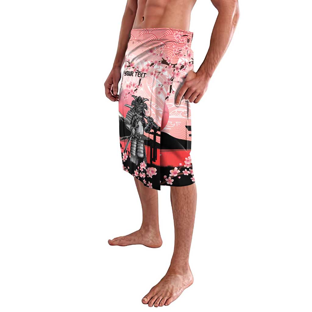 Personalised Japan Samurai Warrior Lavalava Japanese Cherry Blossom Polynesian Pattern - Wonder Print Shop
