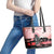 Personalised Japan Samurai Warrior Leather Tote Bag Japanese Cherry Blossom Polynesian Pattern - Wonder Print Shop