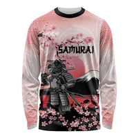 Personalised Japan Samurai Warrior Long Sleeve Shirt Japanese Cherry Blossom Polynesian Pattern - Wonder Print Shop