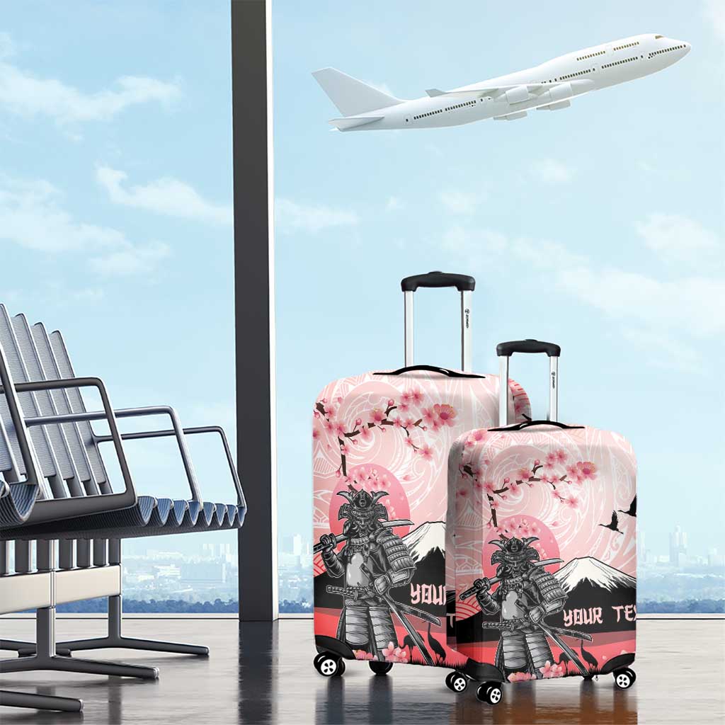 Personalised Japan Samurai Warrior Luggage Cover Japanese Cherry Blossom Polynesian Pattern - Wonder Print Shop