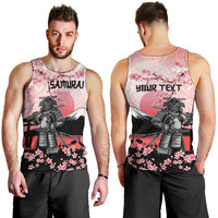 Personalised Japan Samurai Warrior Men Tank Top Japanese Cherry Blossom Polynesian Pattern - Wonder Print Shop