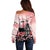 Personalised Japan Samurai Warrior Off Shoulder Sweater Japanese Cherry Blossom Polynesian Pattern - Wonder Print Shop