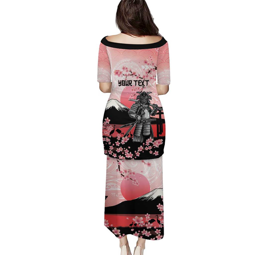 Personalised Japan Samurai Warrior Puletasi Japanese Cherry Blossom Polynesian Pattern - Wonder Print Shop