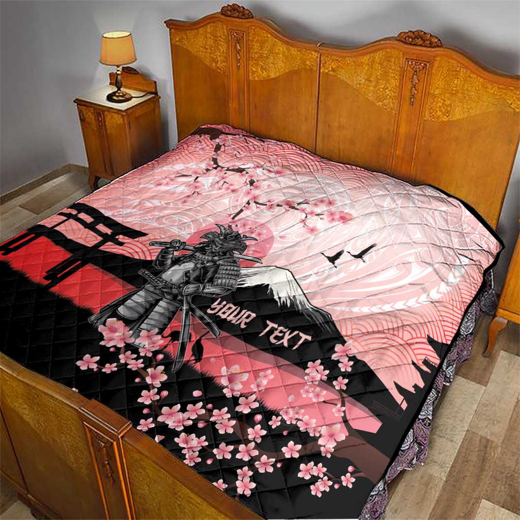 Personalised Japan Samurai Warrior Quilt Japanese Cherry Blossom Polynesian Pattern - Wonder Print Shop