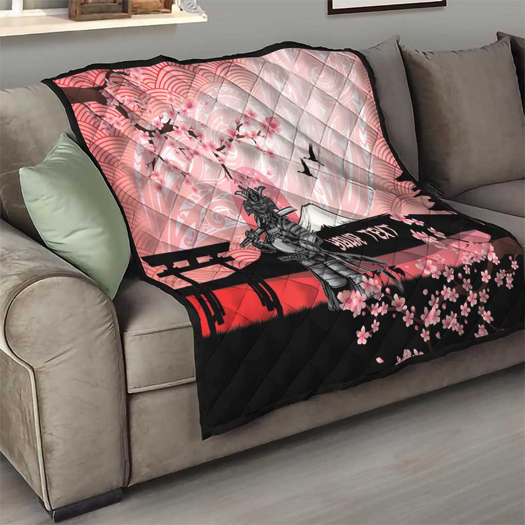 Personalised Japan Samurai Warrior Quilt Japanese Cherry Blossom Polynesian Pattern - Wonder Print Shop