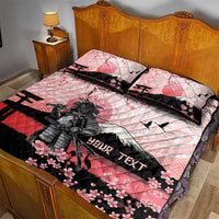 Personalised Japan Samurai Warrior Quilt Bed Set Japanese Cherry Blossom Polynesian Pattern - Wonder Print Shop