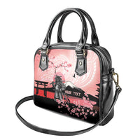 Personalised Japan Samurai Warrior Shoulder Handbag Japanese Cherry Blossom Polynesian Pattern - Wonder Print Shop