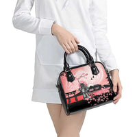 Personalised Japan Samurai Warrior Shoulder Handbag Japanese Cherry Blossom Polynesian Pattern - Wonder Print Shop