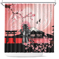 Personalised Japan Samurai Warrior Shower Curtain Japanese Cherry Blossom Polynesian Pattern - Wonder Print Shop