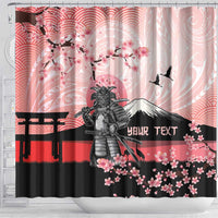 Personalised Japan Samurai Warrior Shower Curtain Japanese Cherry Blossom Polynesian Pattern - Wonder Print Shop