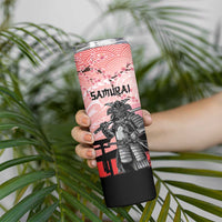Personalised Japan Samurai Warrior Skinny Tumbler Japanese Cherry Blossom Polynesian Pattern - Wonder Print Shop