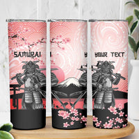 Personalised Japan Samurai Warrior Skinny Tumbler Japanese Cherry Blossom Polynesian Pattern - Wonder Print Shop