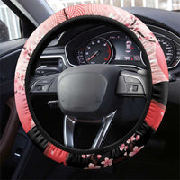 Japan Samurai Warrior Steering Wheel Cover Japanese Cherry Blossom Polynesian Pattern - Wonder Print Shop