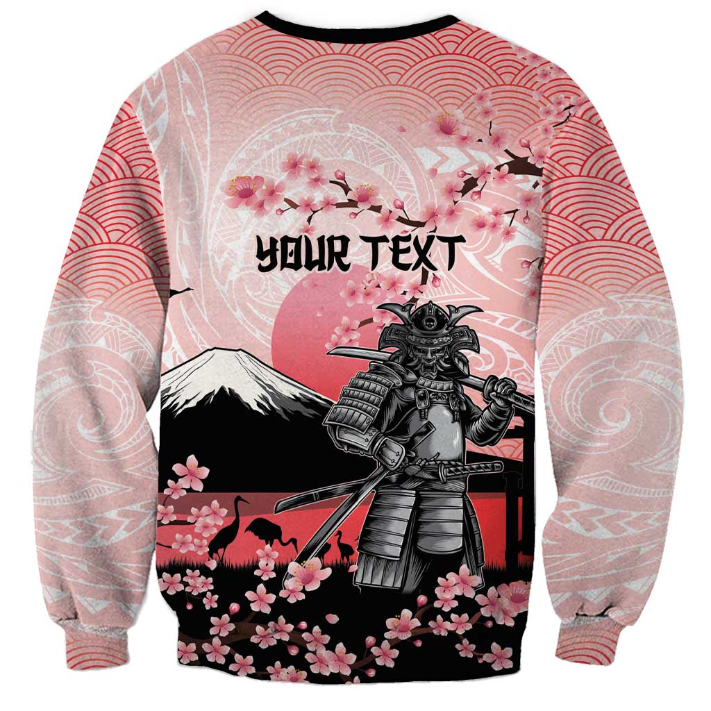 Personalised Japan Samurai Warrior Sweatshirt Japanese Cherry Blossom Polynesian Pattern - Wonder Print Shop