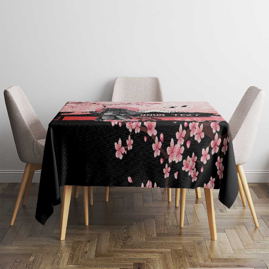 Personalised Japan Samurai Warrior Tablecloth Japanese Cherry Blossom Polynesian Pattern - Wonder Print Shop