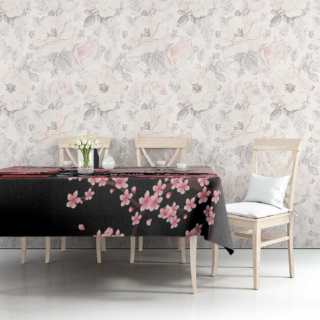 Personalised Japan Samurai Warrior Tablecloth Japanese Cherry Blossom Polynesian Pattern - Wonder Print Shop