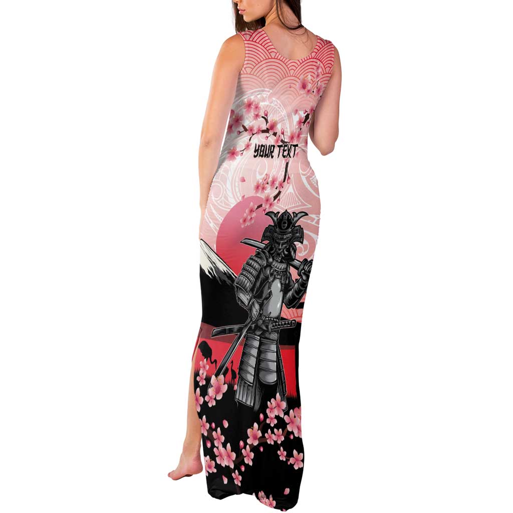Personalised Japan Samurai Warrior Tank Maxi Dress Japanese Cherry Blossom Polynesian Pattern - Wonder Print Shop