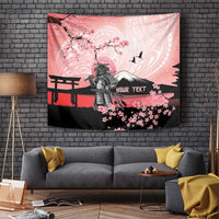 Personalised Japan Samurai Warrior Tapestry Japanese Cherry Blossom Polynesian Pattern - Wonder Print Shop